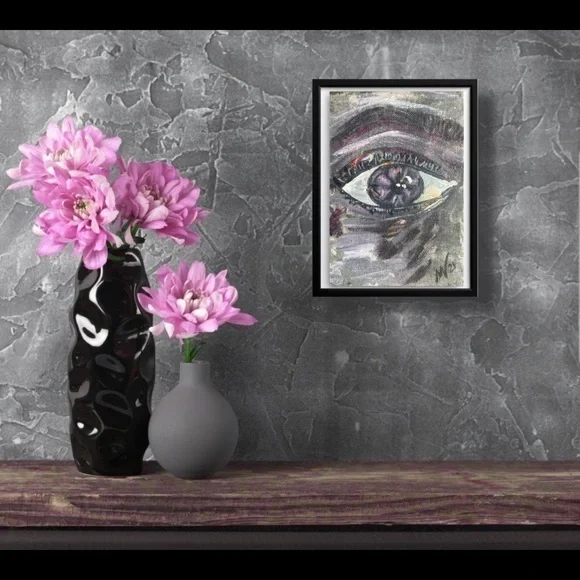 Eye Painting Portrait Original Art Pop Artwork Canvas Painting Small Acrylic Wal - Picture 10 of 11